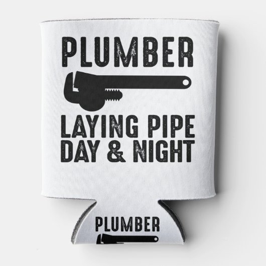 Plumber Laying Pipe Day & Night Blikjeskoeler (Voorkant)