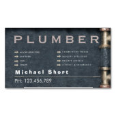 Plumber Magnetic Business Card with Pipe DetaiI Magnetisch Visitekaartje (Voorkant)