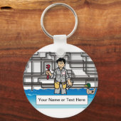 Plumber - Mannelijke Cartoon door PrintedPerfectio Sleutelhanger (Voorkant)
