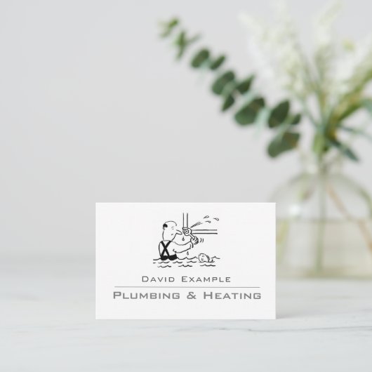 Plumber met Visitekaartje Illustratie (Staand voorkant)