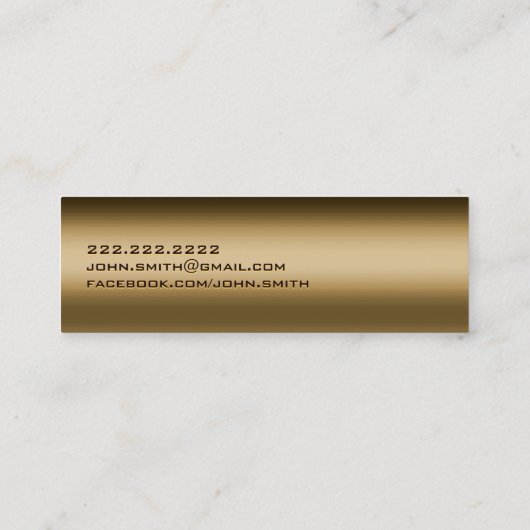 Plumber Mini Bronze Metal Plumbing Mini Visitekaartje (Achterkant)