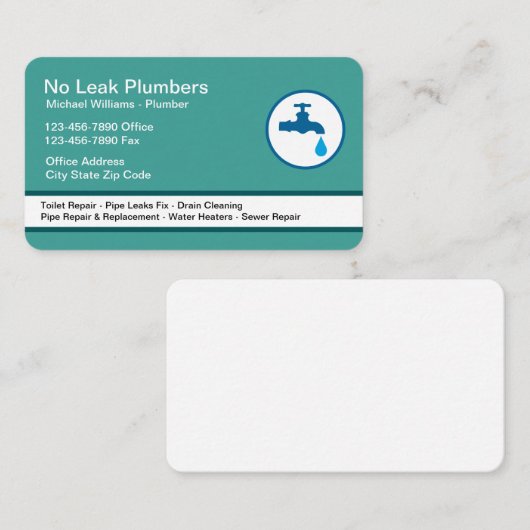 Plumber Modern Faucet Embleem Visitekaartjes (Voorkant / Achterkant)