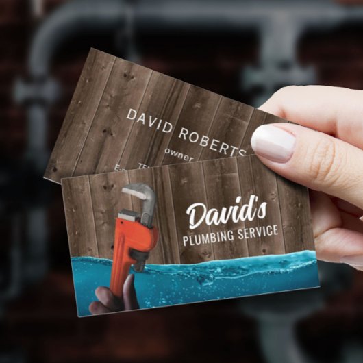 Plumber Pipe Wood Visitekaartje
