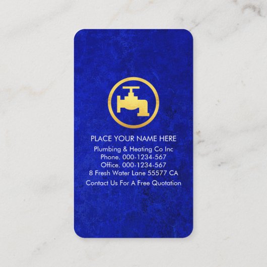 Plumber Pipeline Signage in Blue Water Visitekaartje (Achterkant)