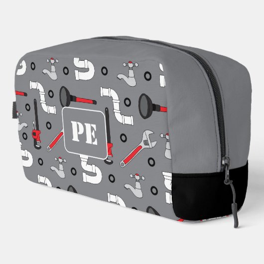 Plumber Plumbing Pattern Monogram Personalised Toilettasje (Rechterhoek)