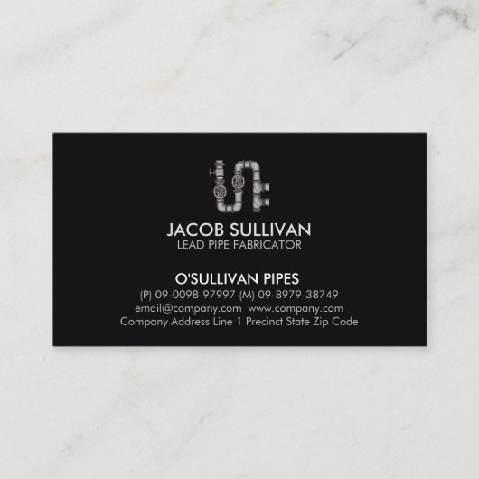 Plumber Plumbing Pipe Layer Visitekaartje (Voorkant)