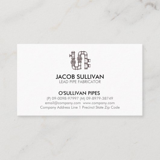Plumber Plumbing Pipe Layer Visitekaartje (Voorkant)