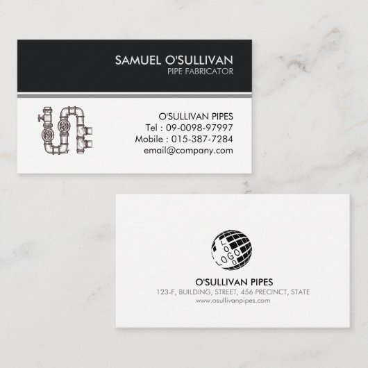 Plumber Plumbing Pipe Layer Visitekaartje (Voorkant / Achterkant)