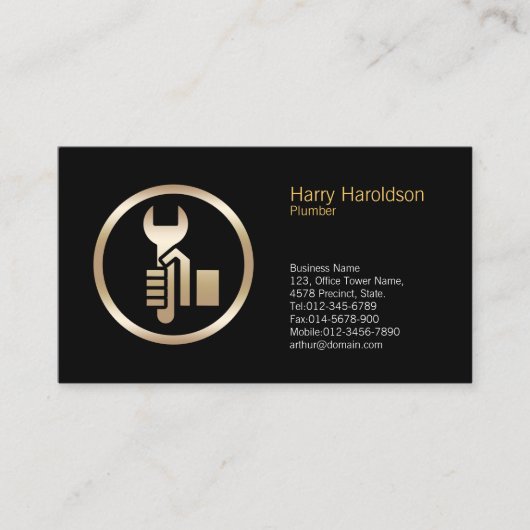 Plumber Plumbing Pipe Wrench  Visitekaartje (Voorkant)