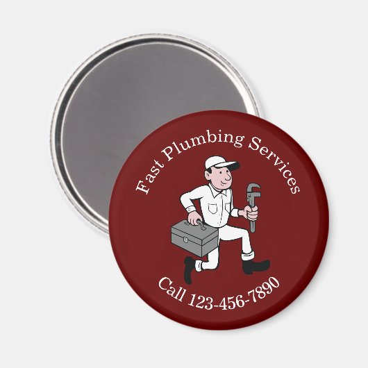 Plumber Plumbing Service Custom Business Magnets Magneet (Voorkant / Achterkant)