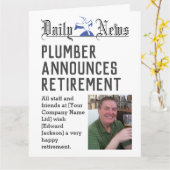 Plumber Retirement Card om u aan te passen Kaart (Gele Bloem)