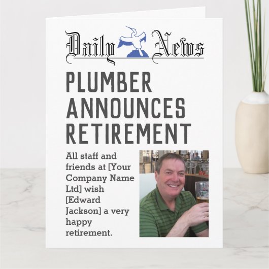 Plumber Retirement Card om u aan te passen Kaart (Voorkant)