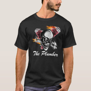 Plumber Skull met Flaming Tools T-Shirt