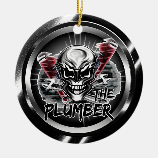 Plumber Skull Ornament: "The Plumber" Keramisch Ornament (Voorkant)