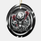 Plumber Skull Ornament: "The Plumber" Keramisch Ornament (Links)