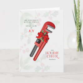 Plumber Steady Flow of Joy and Cheer with Name Feestdagen Kaart