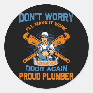 Plumber T-shirt Ronde Sticker
