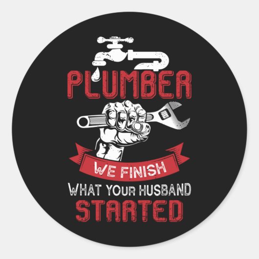 Plumber T-shirt Ronde Sticker (Voorkant)