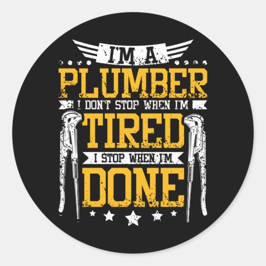 Plumber Tired Ronde Sticker (Voorkant)