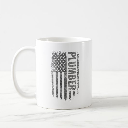 Plumber USA Flag Distressed design Koffiemok (Links)