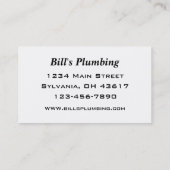 Plumber visitekaartje (Achterkant)