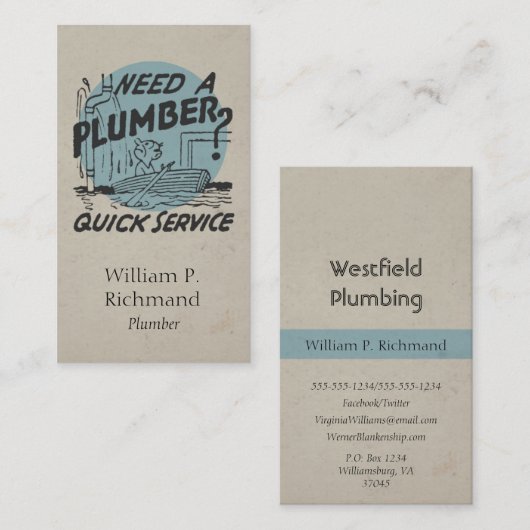 Plumber   visitekaartje (Voorkant / Achterkant)