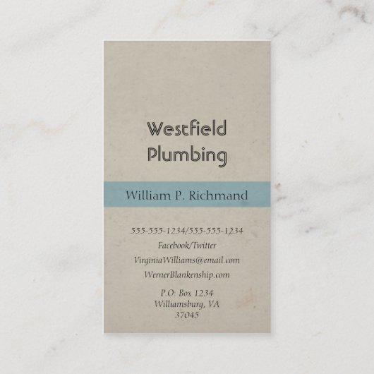 Plumber   visitekaartje (Achterkant)