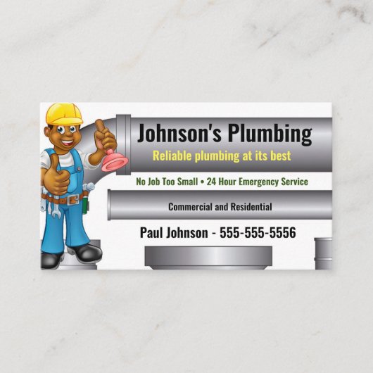 Plumber Visitekaartje African American (Voorkant)