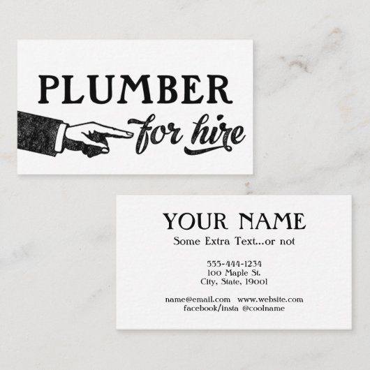 Plumber-Visitekaartjes - Koel-Vintage Visitekaartje (Voorkant / Achterkant)