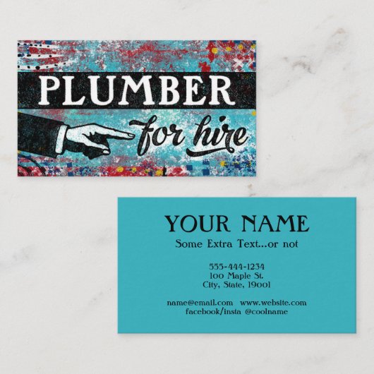 Plumber voor hire Visitekaartjes - blauw rood (Voorkant / Achterkant)