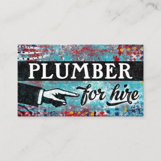 Plumber voor hire Visitekaartjes - blauw rood (Voorkant)