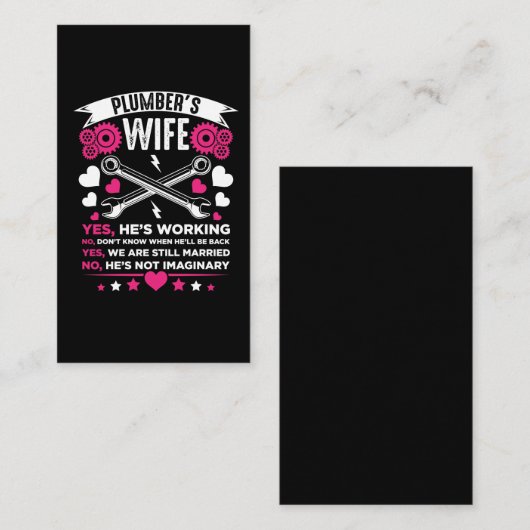 Plumber Wife Vriendin Husband Weddenschap Visitekaartje (Voorkant / Achterkant)