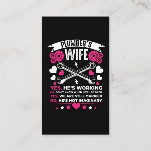 Plumber Wife Vriendin Husband Weddenschap Visitekaartje (Voorkant)