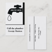 Plumber zwarte witte kraan met oog springende lood visitekaartje (Voorkant / Achterkant)