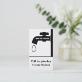 Plumber zwarte witte kraan met oog springende lood visitekaartje (Staand voorkant)