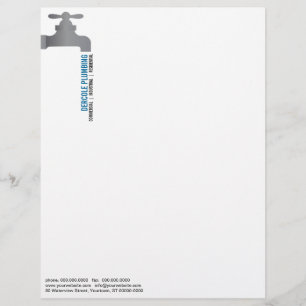 Plumbers Faucet Letterhead Briefhoofd Sjabloon