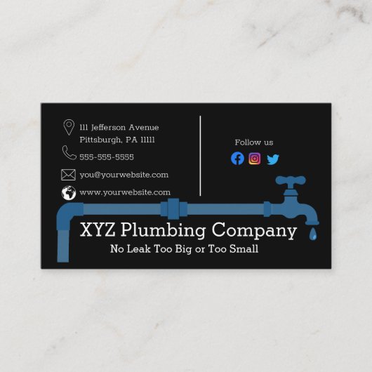 Plumber's | Loodgieterswinkel Visitekaartje (Voorkant)