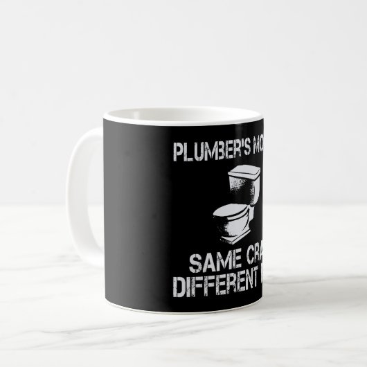 Plumber's motto's dezelfde dag koffiemok (Voorkant links)