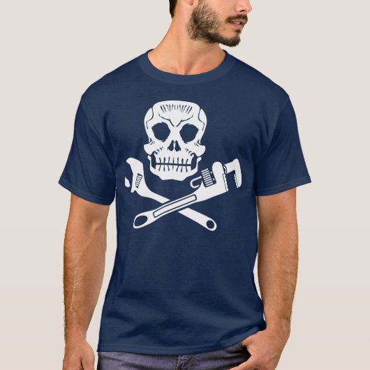 Plumbers Skull Pipefitter WFrench Steamfitter T-shirt (Voorkant)