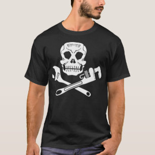 Plumbers Skull Pipefitter WFrench Steamfitter T-shirt