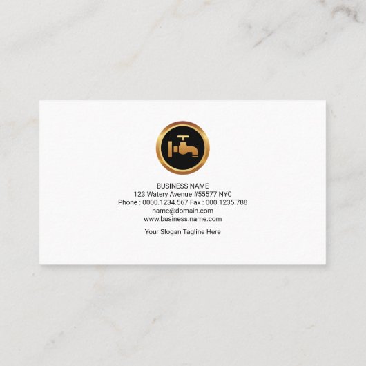Plumber's Water Wave Channel Faux Gold Icon Visitekaartje (Achterkant)