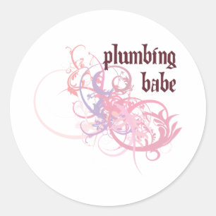 Plumbing Babe Ronde Sticker