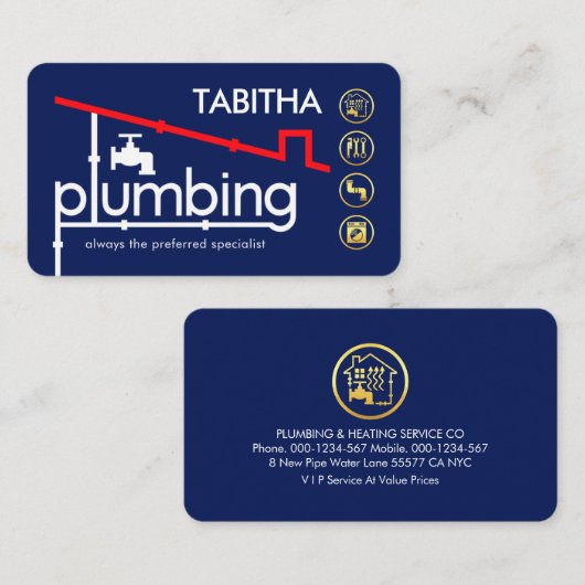 Plumbing Building Water Pipe Frame Visitekaartje (Voorkant / Achterkant)