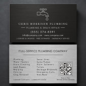 Plumbing Company QR Code Silver Black Metallic  Visitekaartje