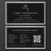 Plumbing Contractor Industrial Metallic QR Code Visitekaartje