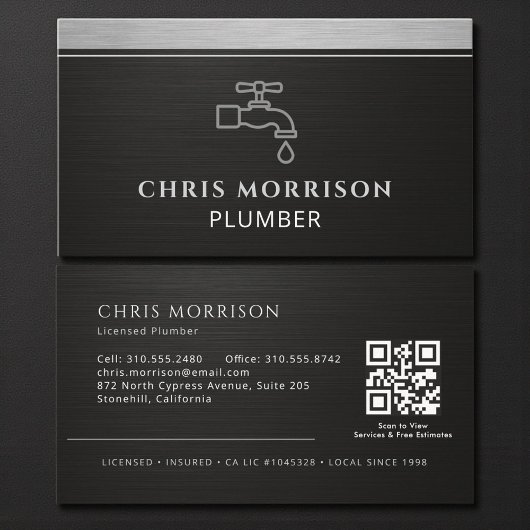 Plumbing Faucet Plumber QR Code Logo Visitekaartje