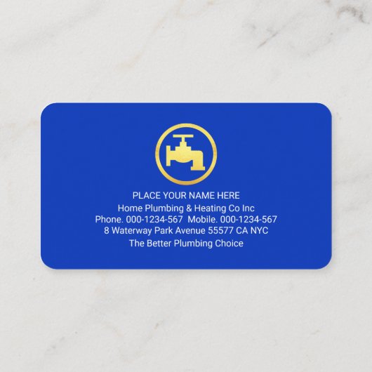 Plumbing Heating Gold Pipe Home Visitekaartje (Achterkant)