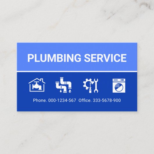 Plumbing Icons On Blue Layers Visitekaartje (Voorkant)