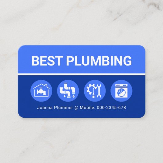 Plumbing Icons On Blue Shade Layers Visitekaartje (Voorkant)