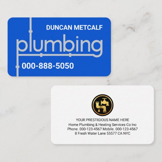 Plumbing Pipeline Leaking Blue Water Visitekaartje (Voorkant / Achterkant)